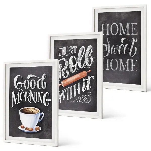 Set de tablouri decorative cu inscripții și motive pentru bucătărie