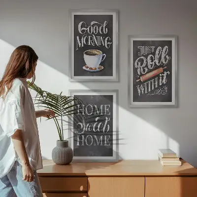 Set de tablouri decorative cu inscripții și motive pentru bucătărie