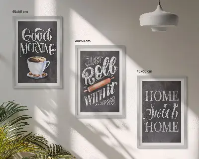 Set de tablouri decorative cu inscripții și motive pentru bucătărie
