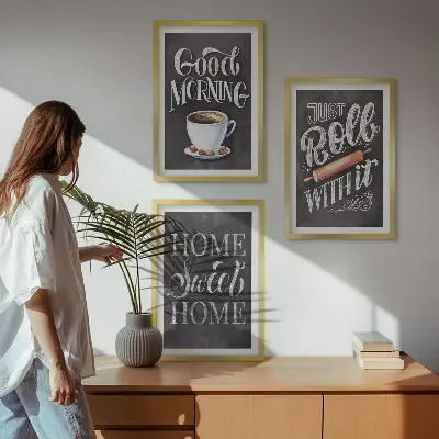 Set de tablouri decorative cu inscripții și motive pentru bucătărie