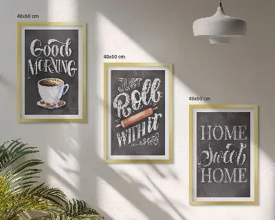 Set de tablouri decorative cu inscripții și motive pentru bucătărie