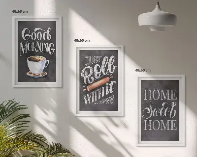 Set de tablouri decorative cu inscripții și motive pentru bucătărie