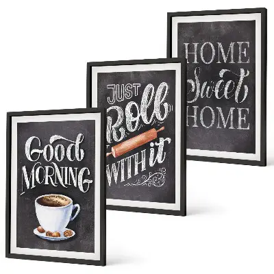 Set de tablouri decorative cu inscripții și motive pentru bucătărie