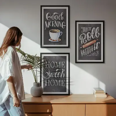 Set de tablouri decorative cu inscripții și motive pentru bucătărie