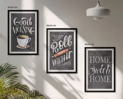 Set de tablouri decorative cu inscripții și motive pentru bucătărie