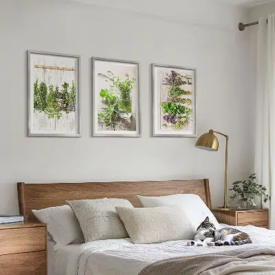 Set de tablouri pentru dormitor cu model plante aromatice pentru bucătărie
