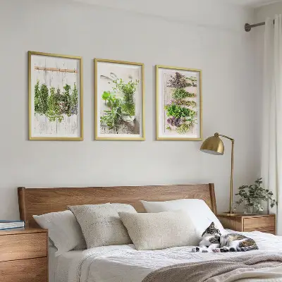 Set de tablouri pentru dormitor cu model plante aromatice pentru bucătărie