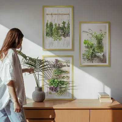 Set de tablouri pentru dormitor cu model plante aromatice pentru bucătărie