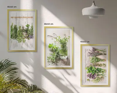 Set de tablouri pentru dormitor cu model plante aromatice pentru bucătărie