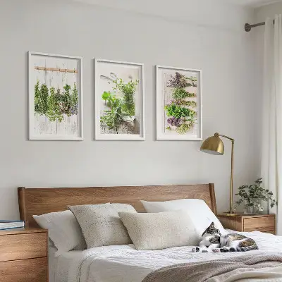 Set de tablouri pentru dormitor cu model plante aromatice pentru bucătărie