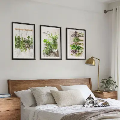 Set de tablouri pentru dormitor cu model plante aromatice pentru bucătărie