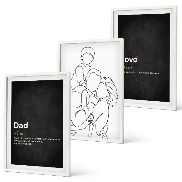 Set tablouri decorative artă liniară cu tematică de familie, dragoste și paternitate