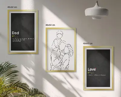 Set tablouri decorative artă liniară cu tematică de familie, dragoste și paternitate
