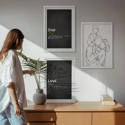 Set tablouri decorative artă liniară cu tematică de familie, dragoste și paternitate