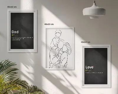 Set tablouri decorative artă liniară cu tematică de familie, dragoste și paternitate