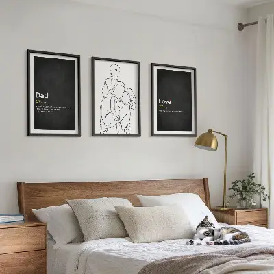Set tablouri decorative artă liniară cu tematică de familie, dragoste și paternitate