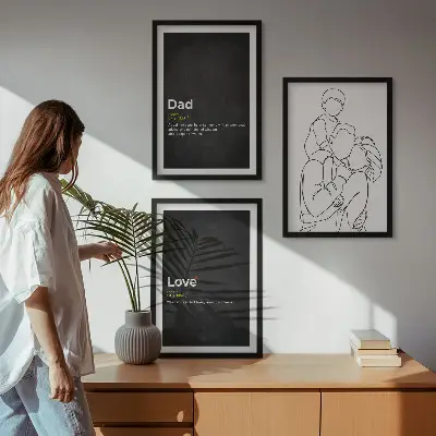 Set tablouri decorative artă liniară cu tematică de familie, dragoste și paternitate