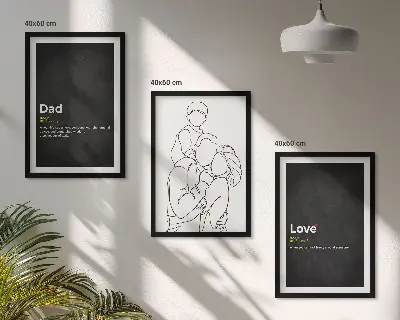 Set tablouri decorative artă liniară cu tematică de familie, dragoste și paternitate