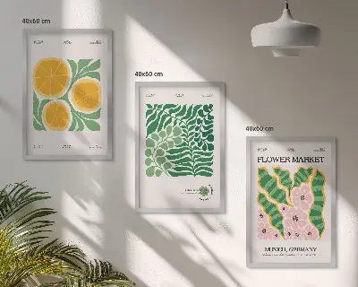 Set de tablouri decorative cu motive pastelate reprezentând fructe și plante