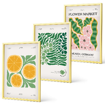 Set tablouri decorative Motive pastelate cu fructe și plante