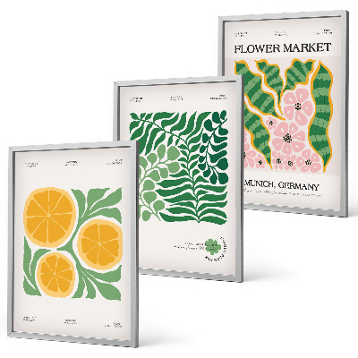 Set tablouri decorative Motive pastelate cu fructe și plante