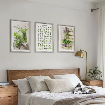 Set de tablouri pentru dormitor cu model de ierburi uscate pentru bucătărie