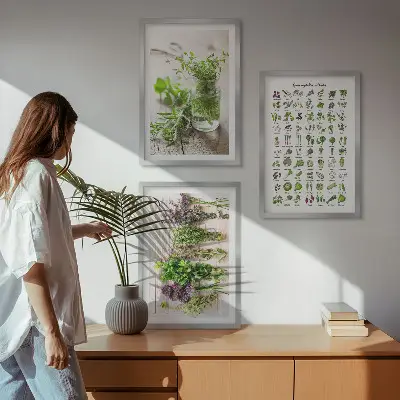 Set de tablouri pentru dormitor cu model de ierburi uscate pentru bucătărie