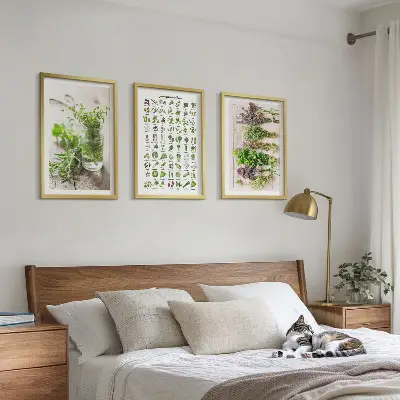 Set de tablouri pentru dormitor cu model de ierburi uscate pentru bucătărie