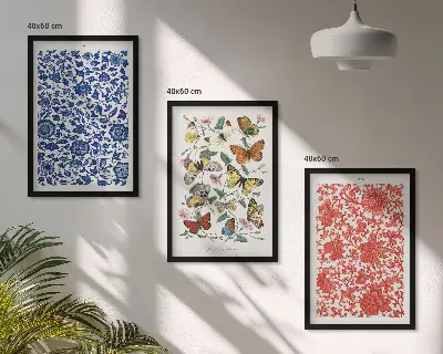 Set de tablouri pentru dormitor cu ornamente vintage reprezentând flori și fluturi