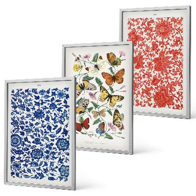 Set tablouri pentru dormitor Ornamente vintage cu flori și fluturi