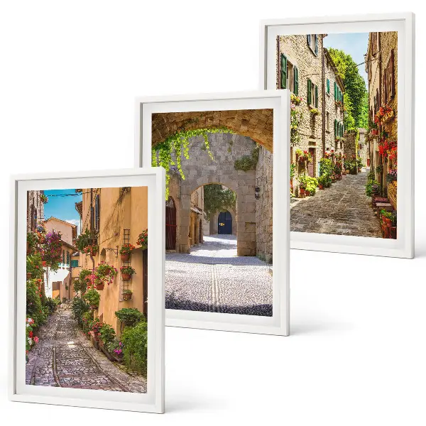 Set de tablouri decorative arhitectură cu flori pe străzile Italiei