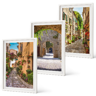 Set tablouri decorative Arhitectură cu flori de străzi italiene