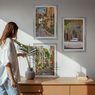 Set tablouri decorative Arhitectură cu flori de străzi italiene