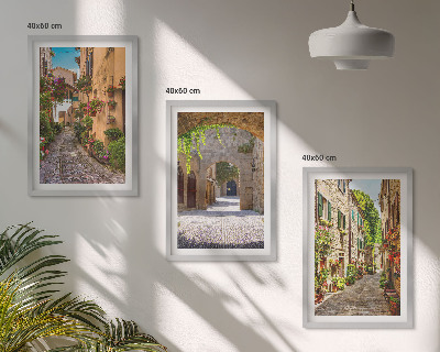 Set tablouri decorative Arhitectură cu flori de străzi italiene