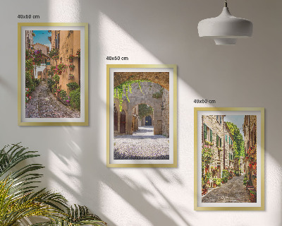 Set tablouri decorative Arhitectură cu flori de străzi italiene