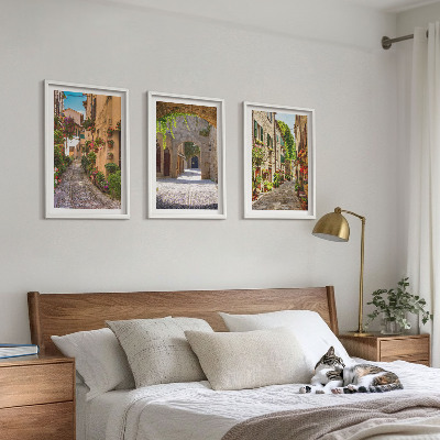 Set tablouri decorative Arhitectură cu flori de străzi italiene