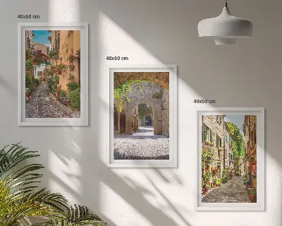 Set de tablouri decorative arhitectură cu flori pe străzile Italiei