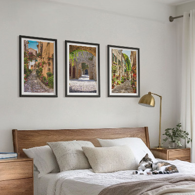 Set tablouri decorative Arhitectură cu flori de străzi italiene