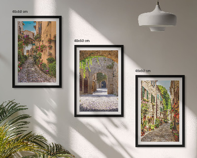 Set tablouri decorative Arhitectură cu flori de străzi italiene