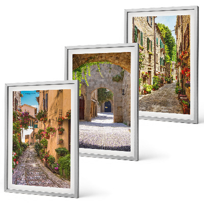Set tablouri decorative Arhitectură cu flori de străzi italiene