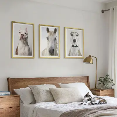 Set de tablouri pentru dormitor cu portrete elegante de câini și cai