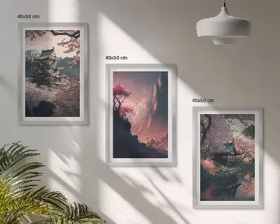 Set de tablouri decorative cu peisaje fantastice ale munților Japoniei