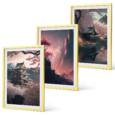 Set tablouri decorative Peisaje fantastice ale munților Japoniei