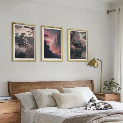 Set de tablouri decorative cu peisaje fantastice ale munților Japoniei