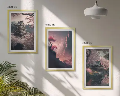 Set de tablouri decorative cu peisaje fantastice ale munților Japoniei