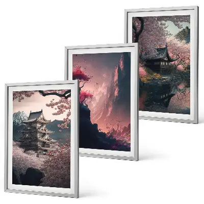 Set de tablouri decorative cu peisaje fantastice ale munților Japoniei