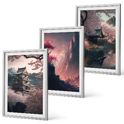Set tablouri decorative Peisaje fantastice ale munților Japoniei