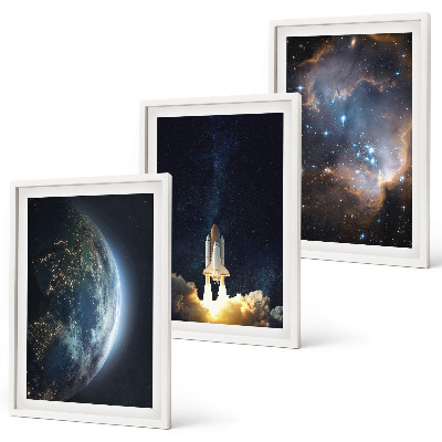 Set tablouri pentru dormitor Galaxia rachetă Space Earth