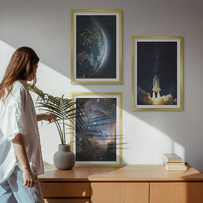Set tablouri pentru dormitor Galaxia rachetă Space Earth