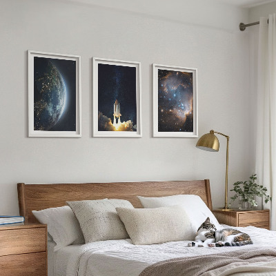Set tablouri pentru dormitor Galaxia rachetă Space Earth